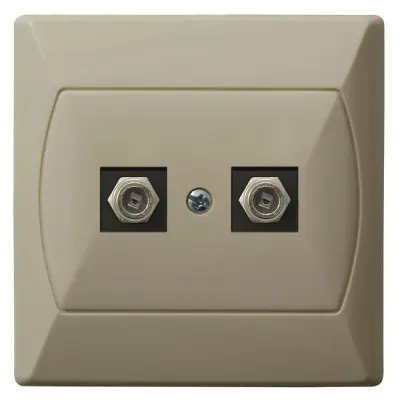 AKCENT Gniazdo antenowe typu F podwójne, kolor: BEŻOWY,