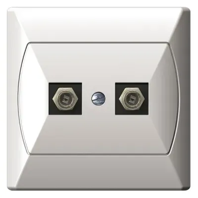 AKCENT Gniazdo antenowe typu F podwójne, kolor: BIAŁY,