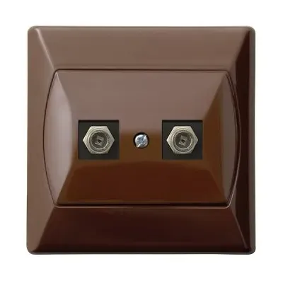 AKCENT Gniazdo antenowe typu F podwójne, kolor: BRĄZOWY,