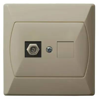 AKCENT Gniazdo antenowe typu F pojedyncze, kolor: BEŻOWY,