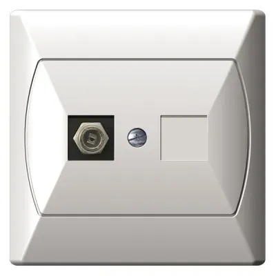 AKCENT Gniazdo antenowe typu F pojedyncze, kolor: BIAŁY,