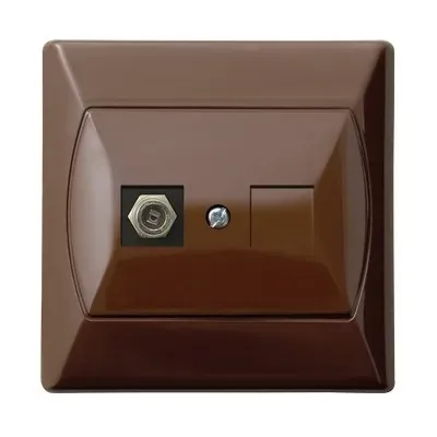 AKCENT Gniazdo antenowe typu F pojedyncze, kolor: BRĄZOWY,