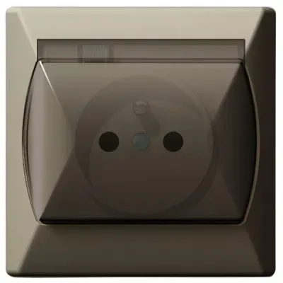 AKCENT Gniazdo bryzgoszczelne z uziemieniem IP-44 wieczko przezroczyste, kolor: BEŻOWY, 16A/250~, IP-44, zaciski gwintowe