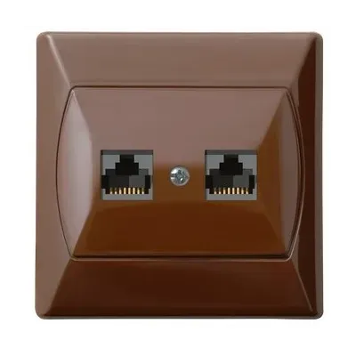 AKCENT Gniazdo komputerowe podwójne, kat. 5e MMC, kolor: BRĄZOWY, Złącze IDC
