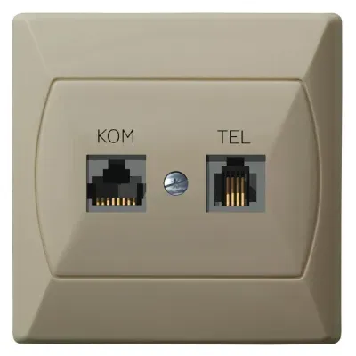 AKCENT Gniazdo komputerowo-telefoniczne RJ 45 kat. 5e, (8-stykowe) + RJ 11 (4-stykowe), kolor: BEŻOWY, Złącze IDC