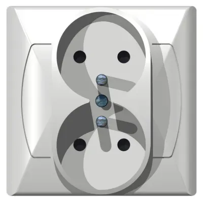 AKCENT Gniazdo podwójne z uziemieniem, kolor: BIAŁY, 16A/250~, IP-20, zaciski gwintowe