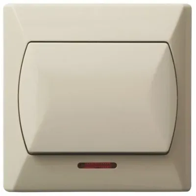 AKCENT Łącznik jednobiegunowy z podświetleniem pomarańczowym, kolor: BEŻOWY, 10AX/250~, IP-20 zaciski gwintowe