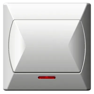 AKCENT Łącznik jednobiegunowy z podświetleniem pomarańczowym, kolor: BIAŁY, 10AX/250~, IP-20 zaciski gwintowe