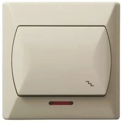 AKCENT Łącznik schodowy z podświetleniem pomarańczowym, kolor: BEŻOWY, 10AX/250~, IP-20 zaciski gwintowe