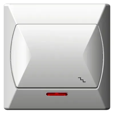 AKCENT Łącznik schodowy z podświetleniem pomarańczowym, kolor: BIAŁY, 10AX/250~, IP-20 zaciski gwintowe