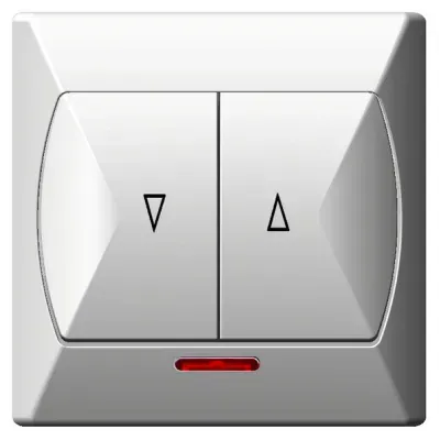 AKCENT Łącznik żaluzjowy, zwierny, z podświetleniem pomarańczowym, kolor: BIAŁY, 10AX/250~, IP-20 zaciski gwintowe