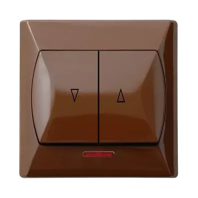 AKCENT Łącznik żaluzjowy, zwierny, z podświetleniem pomarańczowym, kolor: BRĄZOWY, 10AX/250~, IP-20 zaciski gwintowe