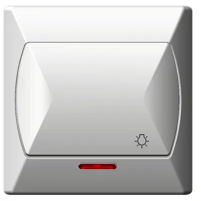 AKCENT Łącznik zwierny "światło" z podświetleniem pomarańczowym, kolor: BIAŁY, 10AX/250~, IP-20 zaciski gwintowe