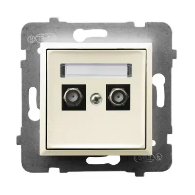 ARIA Gniazdo antenowe typu F podwójne, kolor: ECRU,