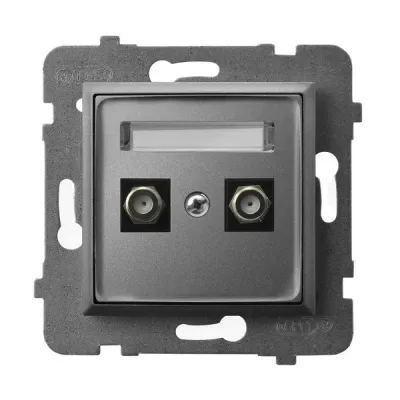 ARIA Gniazdo antenowe typu F podwójne, kolor: SZARY MAT,