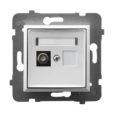 ARIA Gniazdo antenowe typu F pojedyncze, kolor: BIAŁY,