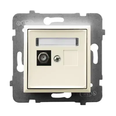 ARIA Gniazdo antenowe typu F pojedyncze, kolor: ECRU,