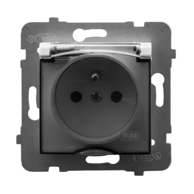 ARIA Gniazdo bryzgoszczelne z uziemieniem IP-44 wieczko przezroczyste, kolor: BIAŁY, 16A 250V~, IP44, zaciski gwintowe