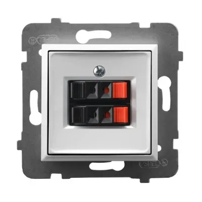 ARIA Gniazdo głośnikowe podwójne, kolor: BIAŁY, Przyłączalność przewodów 0,75mm2