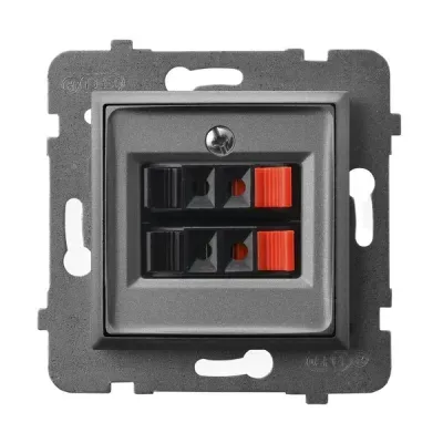 ARIA Gniazdo głośnikowe podwójne, kolor: SZARY MAT, Przyłączalność przewodów 0,75mm2