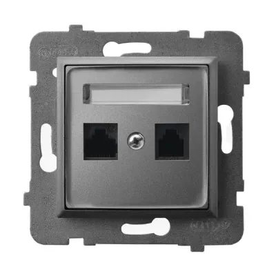 ARIA Gniazdo komputerowe podwójne, kat. 5e MMC, kolor: SZARY MAT, Złącze IDC