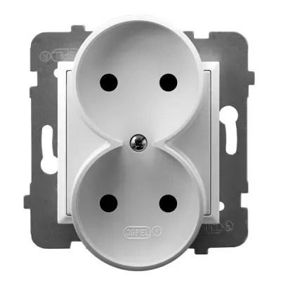 ARIA Gniazdo podwójne moduł bez ramki, kolor: BIAŁY, 16A 250V~, IP20, zaciski gwintowe