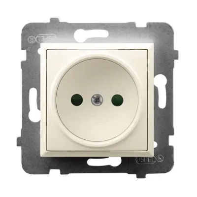 ARIA Gniazdo pojedyncze z przesłonami torów prądowych, kolor: ECRU, 16A 250V~, IP20, zaciski gwintowe