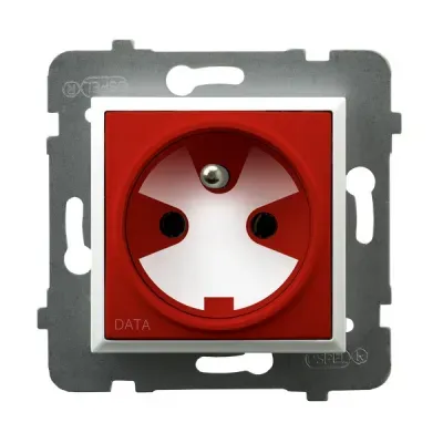 ARIA Gniazdo pojedyncze z uziemieniem DATA z kluczem uprawniającym, kolor: BIAŁY, 16A 250V~, IP20, zaciski gwintowe