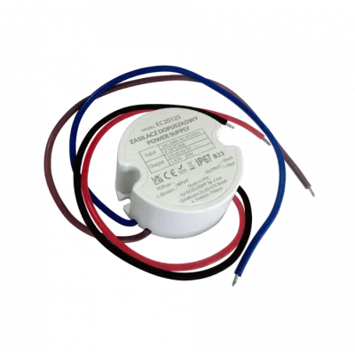 Zasilacz do puszki  fi60 1,67A 20W 12V IP67 50x50x22